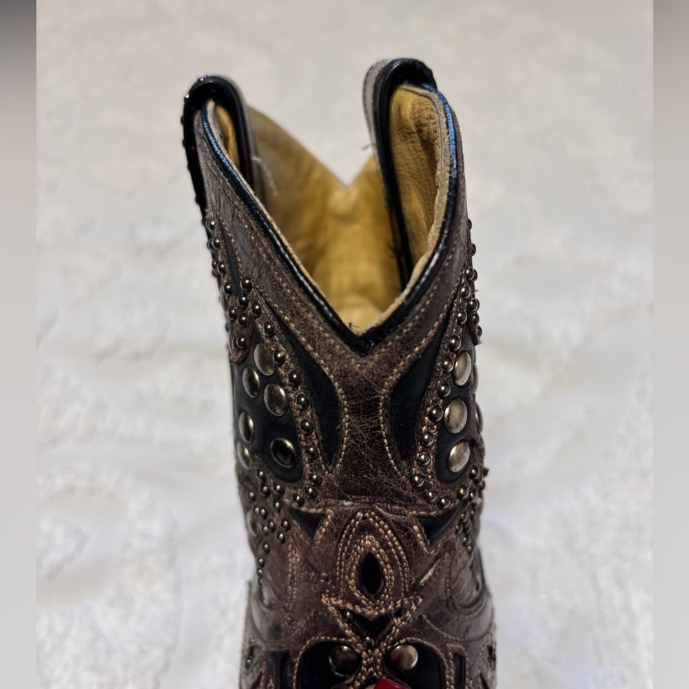 Like NEW Corral Studded Black and Brown Western Boots - Picture 2 of 5